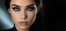 Attractive Woman With Perfect Fashion Make Up. Smoky Eyes