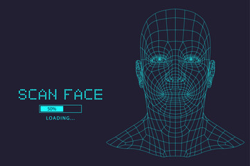 Face recognition. Human Face Scanning. Face ID. Facial recognition. Face scan	