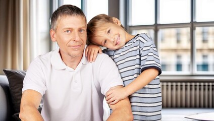 Poster - Happy young father and child at home together