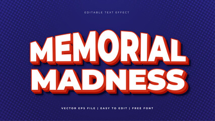 Poster - Blue white and red memorial madness modern typography premium editable text effect