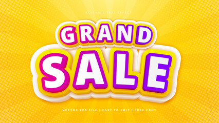 Poster - Yellow violet and white grand sale modern typography premium editable text effect