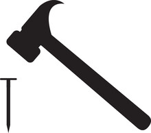 Hammer And Nails Icon Illustration