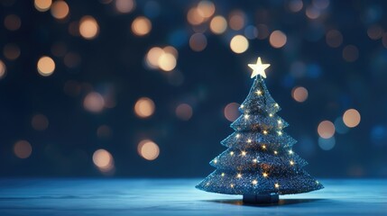 Wall Mural - Christmas trees. Background bright blurred lights bokeh light. Merry Christmas and Happy New Year. Festive bright beautiful background.