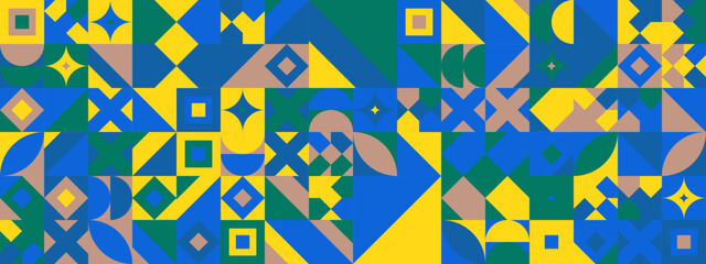 Wall Mural - Colorful modern geometric banner with shapes