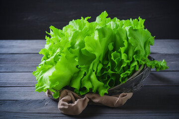 A detailed image of fresh, vibrant lettuce ready to be added to salads and healthy dishes. Generated by AI