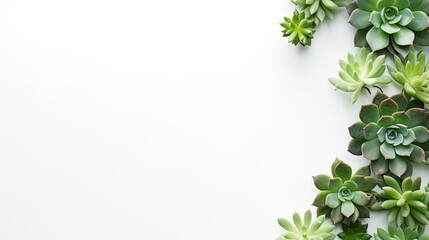 Wall Mural - header with succulent plants on a white background