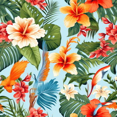 Poster - seamless pattern of shirt Hawaii style