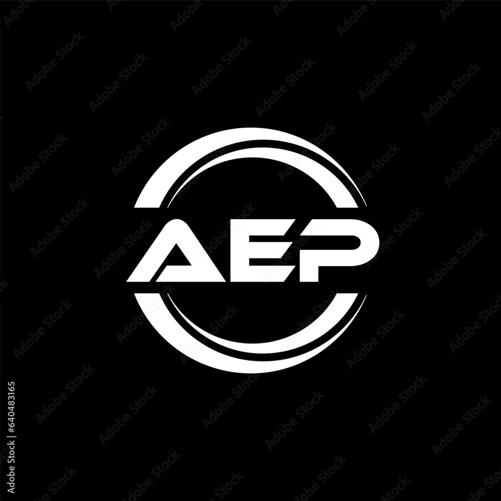 Stock-Vektorgrafik „AEP letter logo design with black background in ...