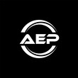 AEP letter logo design with black background in illustrator, vector logo modern alphabet font overlap style. calligraphy designs for logo, Poster, Invitation, etc.