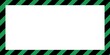Warning striped rectangular background, green and black stripes on the diagonal, warning to be careful of potential danger. Border sign template green and black Border warning construction.