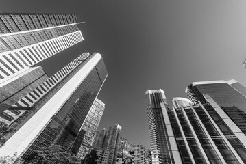 Aufkleber - Tilt view of high rise office building in Hong Kong city