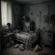 old bed in the bedroom horror creepy hospital dark ghost doll dolls window abandoned house creepy things and items  mysterious  book art 