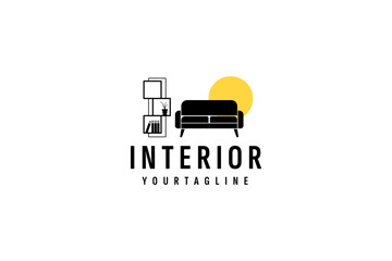 Sticker - Interior logo vector icon illustration