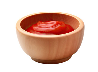 Wall Mural - Wooden bowl with ketchup isolated on transparent background