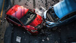 © tashechka - Two cars crash in accident. Top view