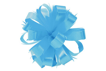 light blue gift bow ribbon isolated on transparent background