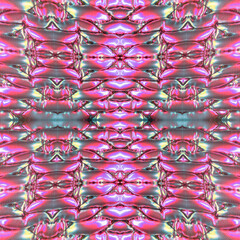 Poster - Digital illustration of a symmetrical pattern of inflated metallized cylinders wrapped in steel wire. 3d rendering