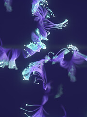 Poster - Interlacing magical growing lines in bright neon color. 3d rendering digital illustration