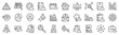 Set of 30 outline icons related to risk, warning, alarm. Linear icon collection. Editable stroke. Vector illustration