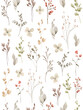 Watercolor vector seamless pattern with autumn twigs.