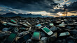 The old mobile phones and smartphone in garbage land