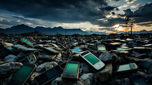 The Old Mobile Phones And Smartphone In Garbage Land