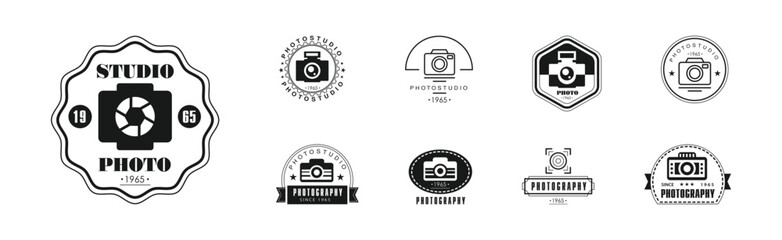 Sticker - Photo Studio Black Label and Logo Vector Set