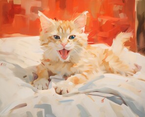 Canvas Print - Illustration of a beautiful kitten