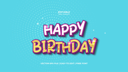 Poster - Happy Birthday Modern editable text effect in background. Suitable for tourism promotional banner, brochure template etc.. Typography logo