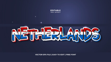 Poster - Netherlands Modern editable text effect in background. Suitable for tourism promotional banner, brochure template etc.. Typography logo