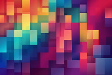Abstract Background Of Geometric Shapes. Pattern In Full Color Rainbow Colors