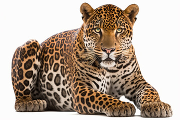 Wall Mural - Image of jaguar on white background.