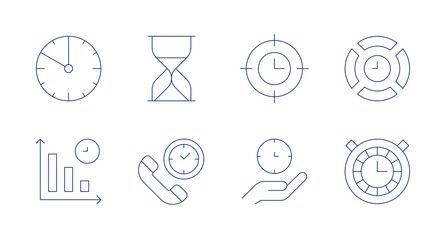 Wall Mural - Time icons. Editable stroke. Containing clock, sandglass, target, time management, decrease, time.