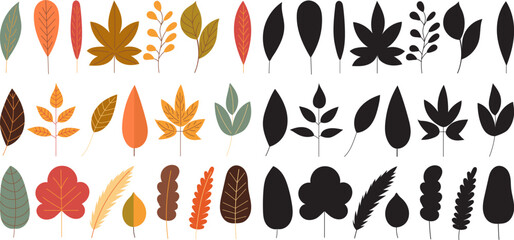 Wall Mural - autumn leaves on white background vector
