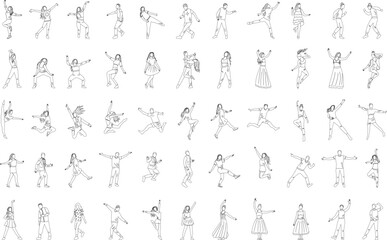 Wall Mural - set of people sketch on white background vector