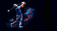 Un Golfeur En Train De Faire Un Swing - Illustration - Fond Bleu Foncé