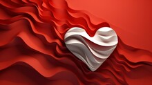 White Heart Symbol Element On Decorative Red Background Illustration