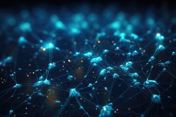 Aufkleber - 3d rendering of abstract technology background with connecting dots and lines. network concept, abst