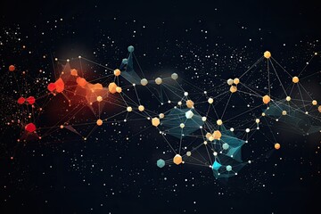 Aufkleber - abstract technology background with connection lines and dots. 3d rendering, abstract illustration o