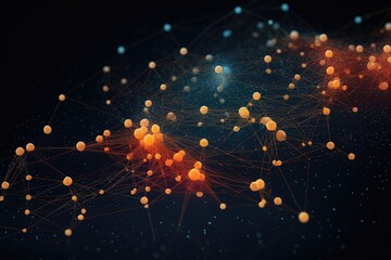 Aufkleber - abstract connection dots and lines on dark background. technology concept. 3d rendering, abstract il