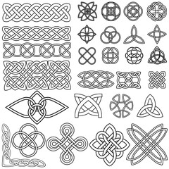 Sticker - Celtic Knots icon vector set. Celtic signs illustration symbol collection. Celtic drawings symbol or logo.