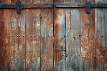 The Texture Of An Old Wooden Barn Door Stands Out, With Its Weathered Panels And Rusted Metal Details Catching The Light