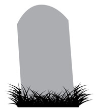 Grey Tombstone On Clump Of Black Grass.