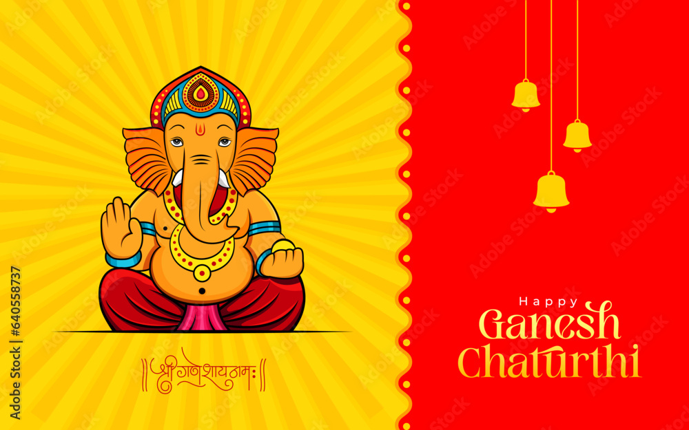 Indian Religious Festival Happy Ganesh Chaturthi Template Design with ...