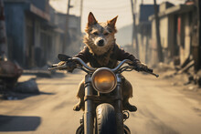 Cute Dog Riding A Motorbike