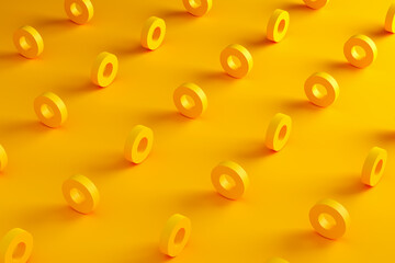 Aufkleber - Yellow hollow cylinders on blue background.