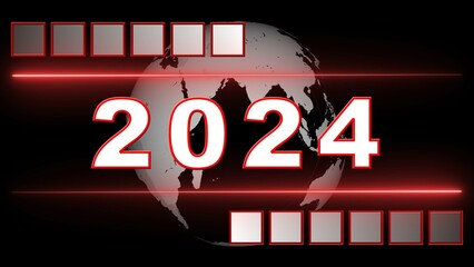 Fototapete - 2024 between graphic elements on dark background - 3D illustration