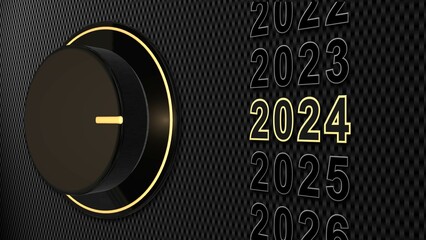Fototapete - 2024 New Year change - rotary switch points on scale with year digits to number 2024 - 3D illustration