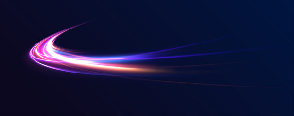 Wall Mural - high speed effect motion blur night lights blue and red. abstract neon color glowing lines backgroun