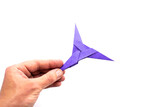 Fototapeta Dziecięca - Paper 3 point ninja star on a white background. Origami star